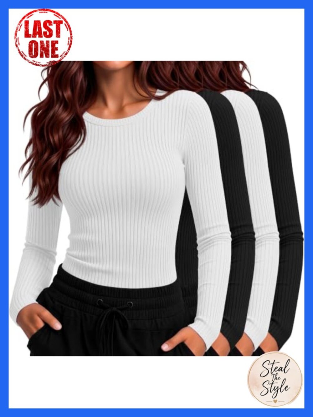Women's Underscrub Shirts 4 Pack Long Sleeve Slim Fit Crew Neck Medical